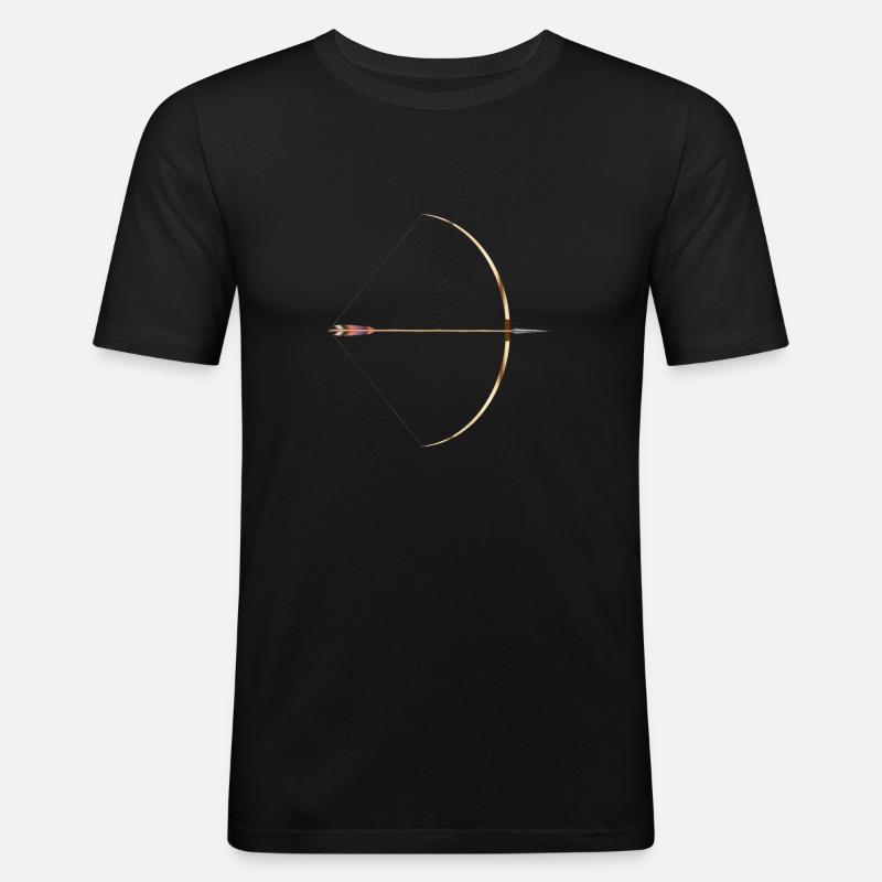 Gezeichneter englischer Langbogen - Männer Slim Fit T-Shirt - Schwarz
