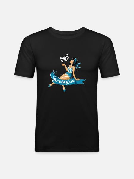 pin up Bretonne - T-shirt près du corps Homme - noir