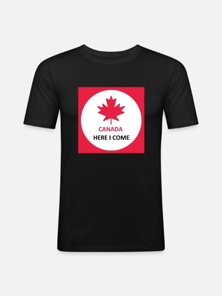 Canada Here I Come - Men's Slim Fit T-Shirt - black