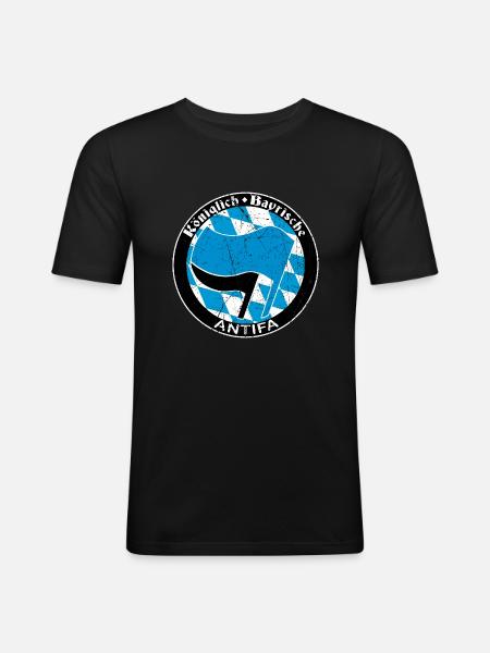 antifa - Männer Slim Fit T-Shirt - Schwarz