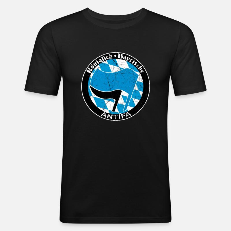 antifa - Männer Slim Fit T-Shirt - Schwarz