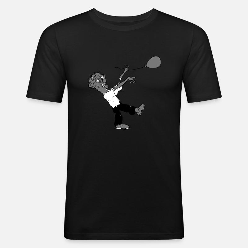 Zombie verliert Luftballon - Männer Slim Fit T-Shirt - Schwarz