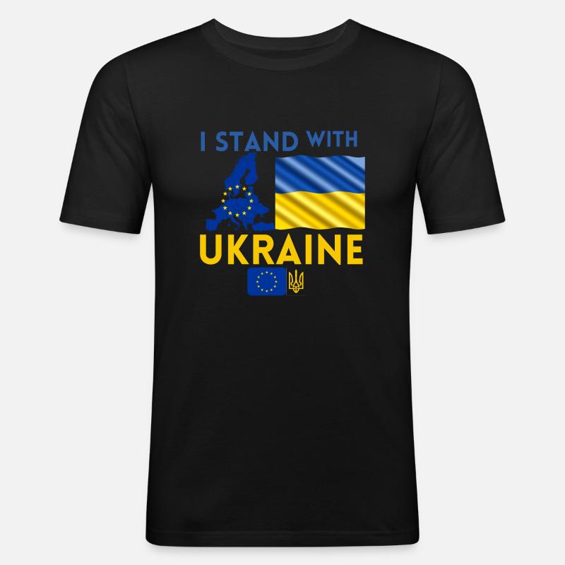 Ich stehe mit der Ukraine - Männer Slim Fit T-Shirt - Schwarz