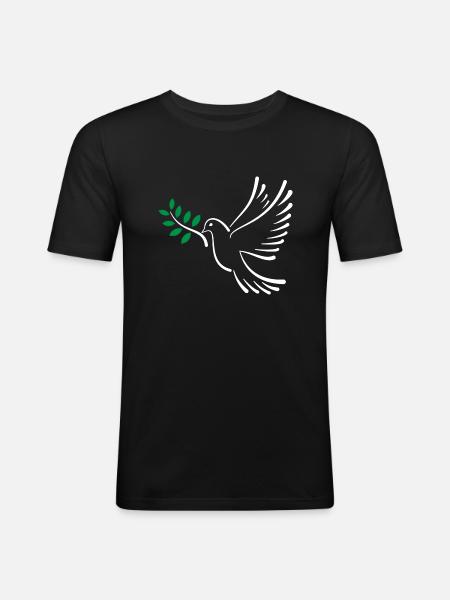 Friedenstaube - Männer Slim Fit T-Shirt - Schwarz