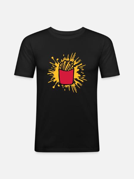 Farbklecks Pommes Frites - Männer Slim Fit T-Shirt - Schwarz