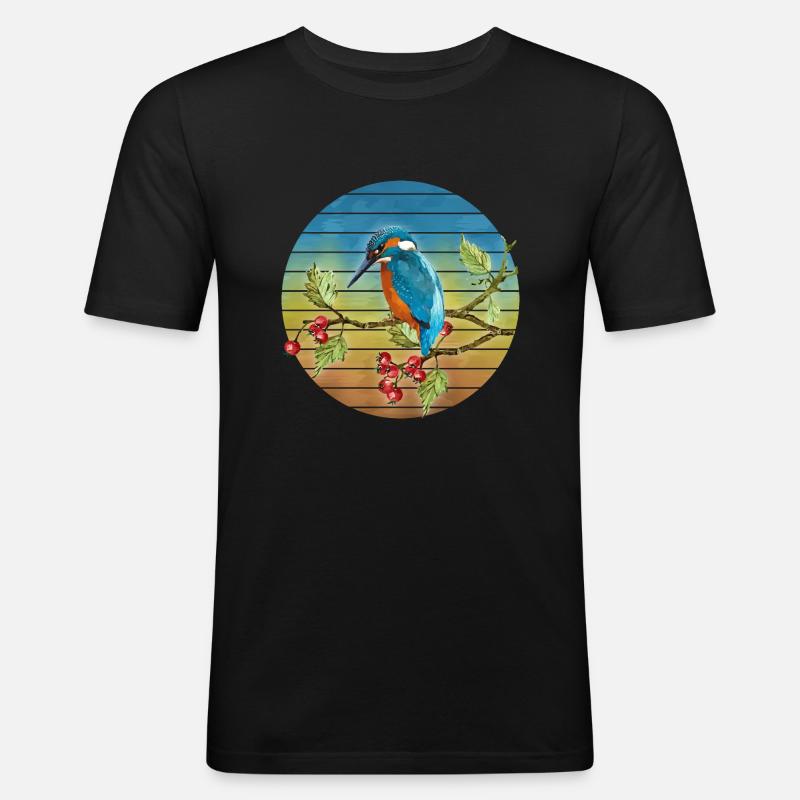 Bunter Vogel - Männer Slim Fit T-Shirt - Schwarz