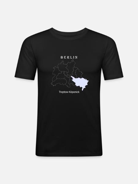 City Map Berlin Treptow Köpenick Map - Men's Slim Fit T-Shirt - black