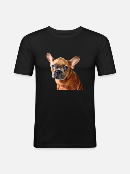 Chiot Bouledogue - T-shirt près du corps Homme - noir