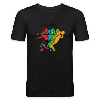 Tennisspieler - Männer Slim Fit T-Shirt - Schwarz - Vorne - Nik (191cm)