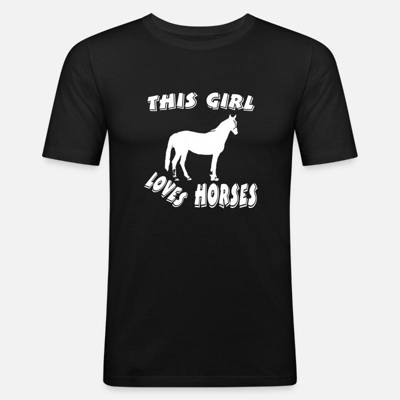 Pferd - Männer Slim Fit T-Shirt - Schwarz