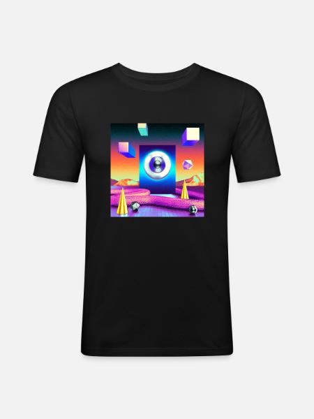 oeil cubique - T-shirt près du corps Homme - noir