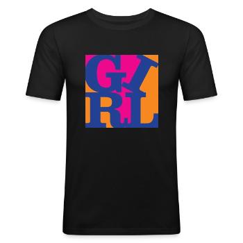 Girl WordPlay art original 6 - T-shirt près du corps Homme - noir - Devant - Nik (191cm)