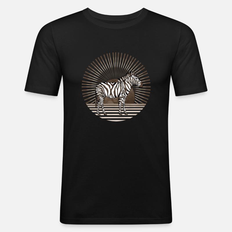 Zebra - Männer Slim Fit T-Shirt - Schwarz