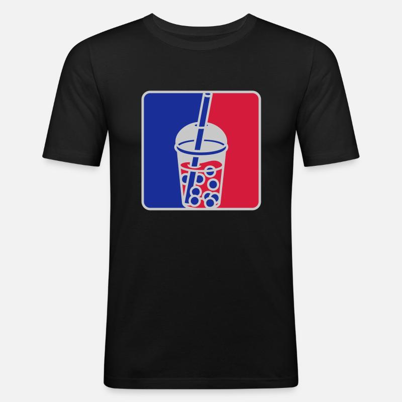 Rot Blau Bubble Tea - Männer Slim Fit T-Shirt - Schwarz