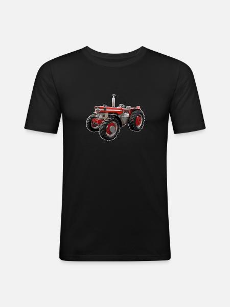 Traktor rødt firehjulstræk - Herre Slim Fit T-Shirt - sort