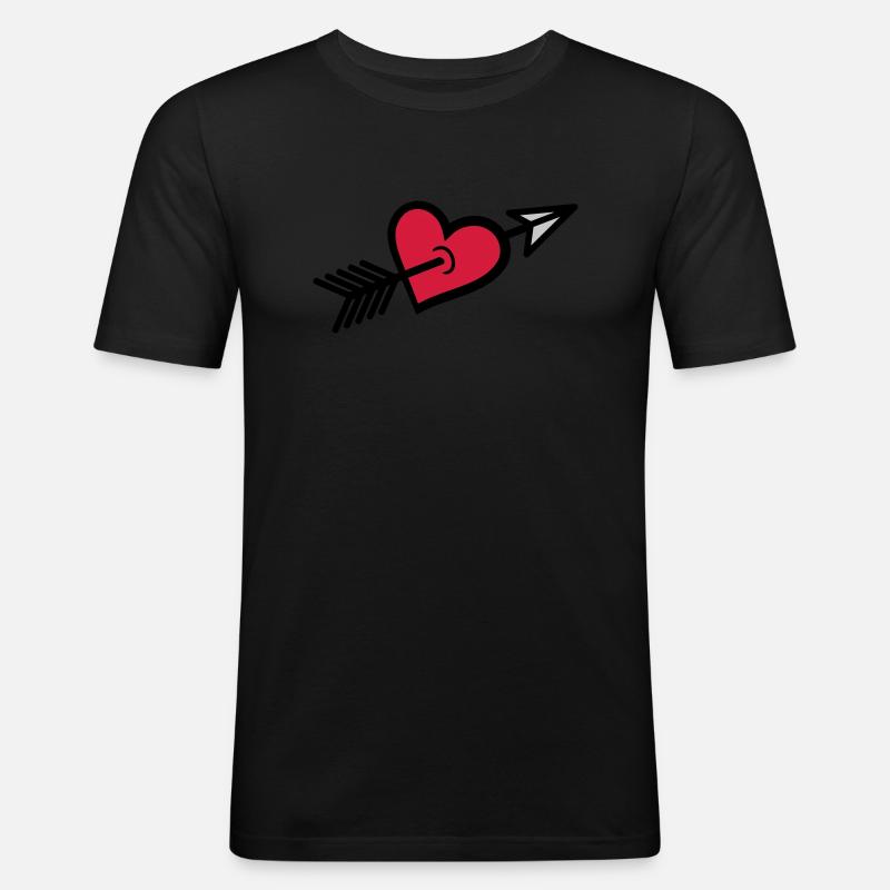 Pfeil durch Herz geschossen - Männer Slim Fit T-Shirt - Schwarz