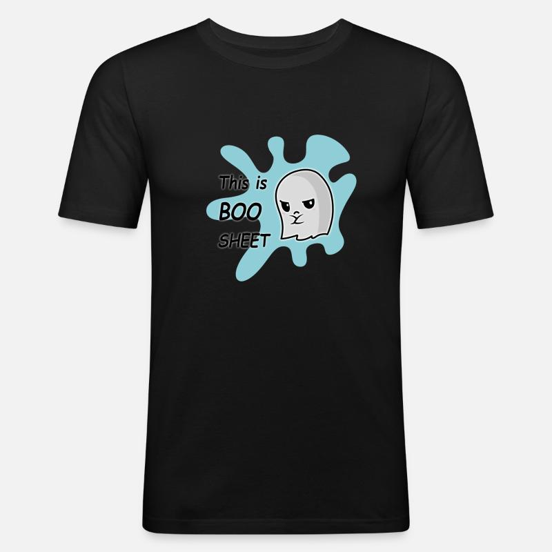 Funny Ghost - Männer Slim Fit T-Shirt - Schwarz