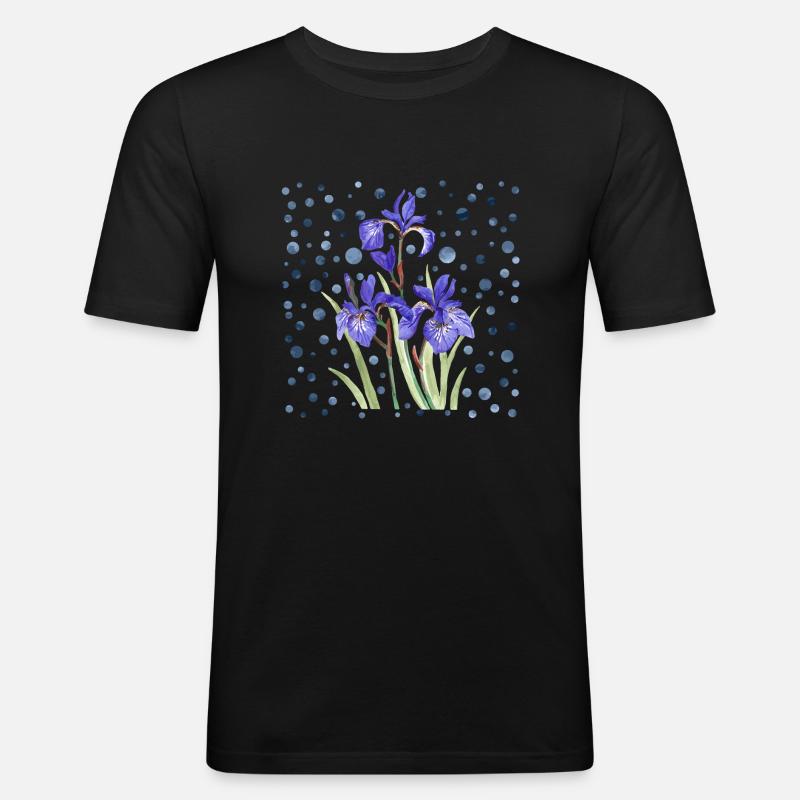 Blumen - Männer Slim Fit T-Shirt - Schwarz