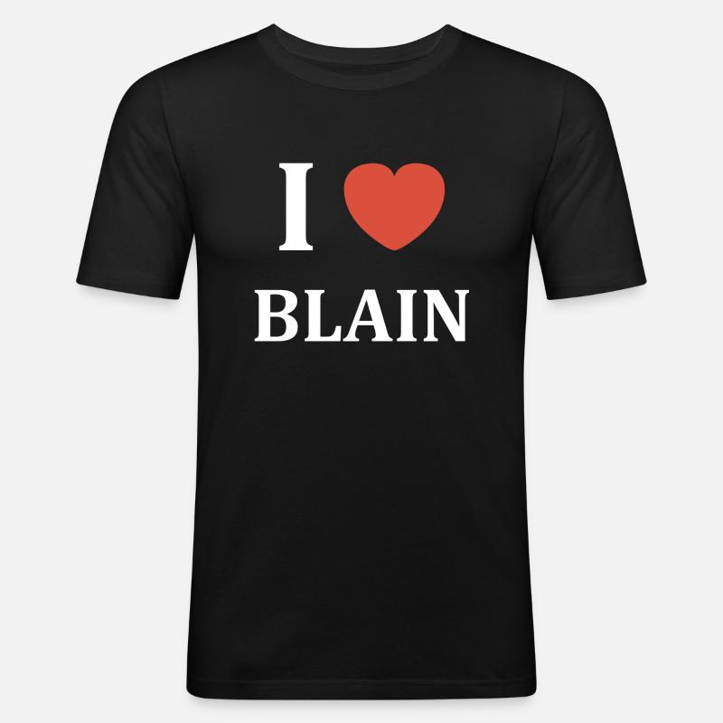 i love blain - T-shirt près du corps Homme - noir