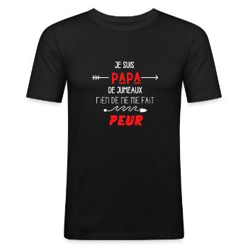 je suis papa de jumeaux rien ne me fait peur - T-shirt près du corps Homme - noir - Devant - Nik (191cm)
