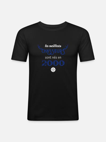 Anniversaire chasseur 2000 - T-shirt près du corps Homme - noir