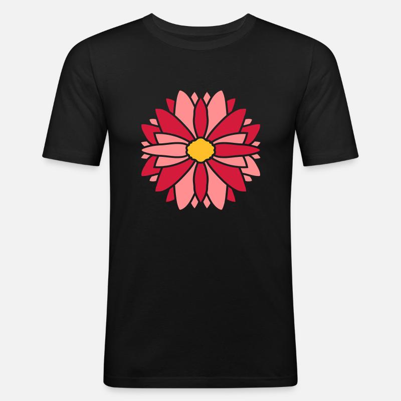 Rote Hübsche Blume Design - Männer Slim Fit T-Shirt - Schwarz