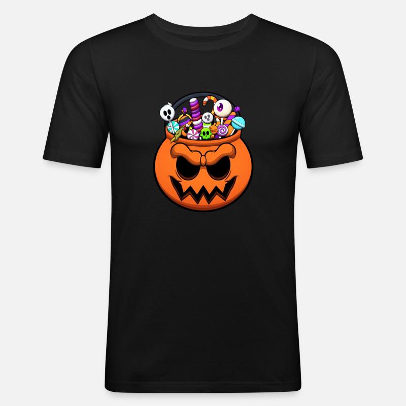 Halloween Trick oder Treat Süßigkeiten - Männer Slim Fit T-Shirt - Schwarz