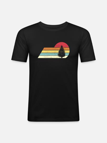 Forest Tree Nature Retro - Men's Slim Fit T-Shirt - black