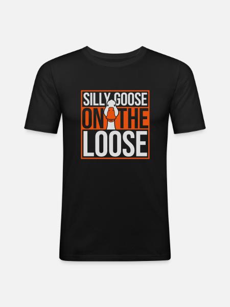 goose on the loose - Men's Slim Fit T-Shirt - black