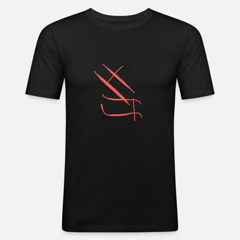 Red Abstraction : Interlocking Line - Men's Slim Fit T-Shirt - black