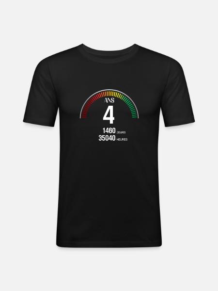 Anniversaire 4 ans Compteur - T-shirt près du corps Homme - noir