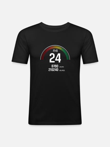 Anniversaire 24 ans Compteur - T-shirt près du corps Homme - noir