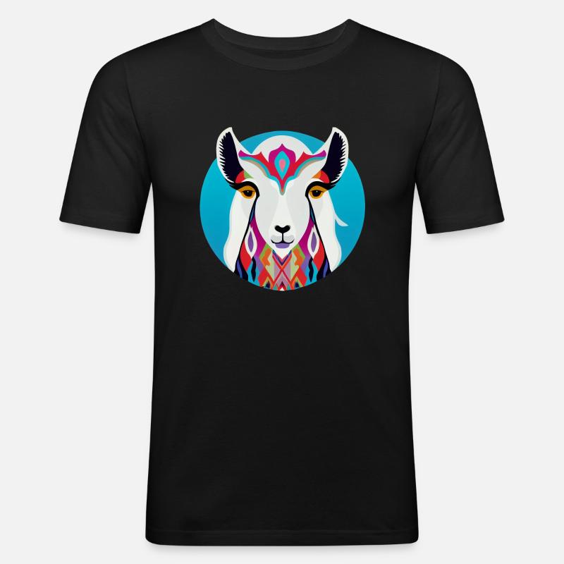 Lama - Männer Slim Fit T-Shirt - Schwarz