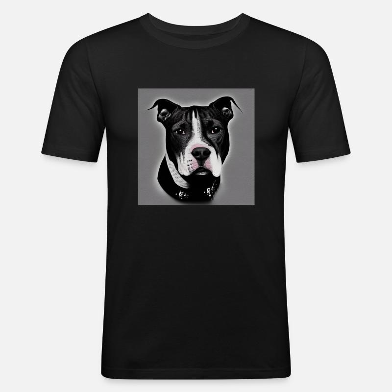 Hund bester Freund - Männer Slim Fit T-Shirt - Schwarz