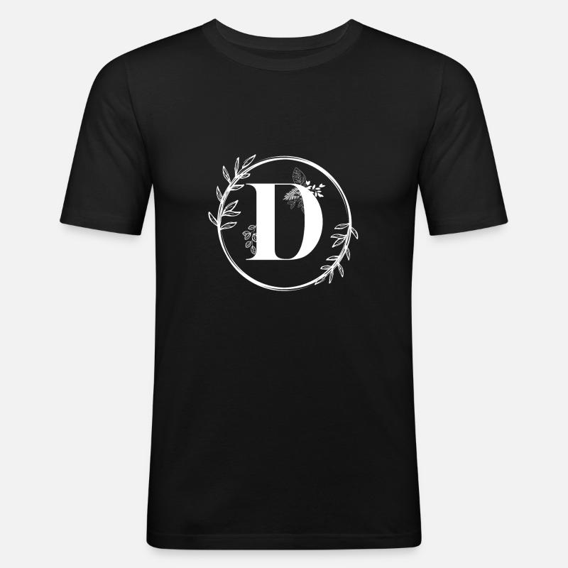 Blumenbuchstabe D - Männer Slim Fit T-Shirt - Schwarz