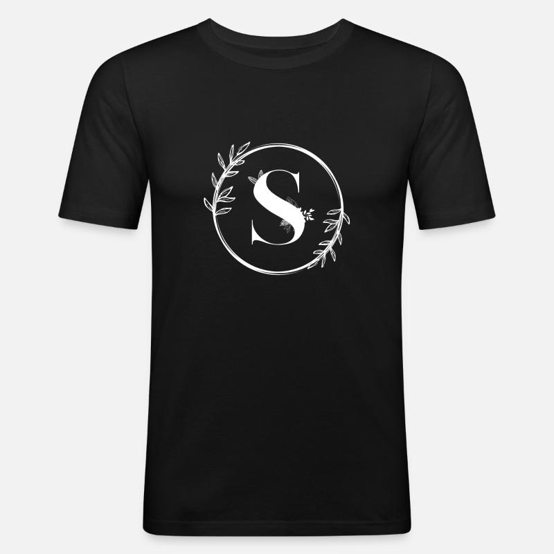 Blumenbuchstabe S - Männer Slim Fit T-Shirt - Schwarz