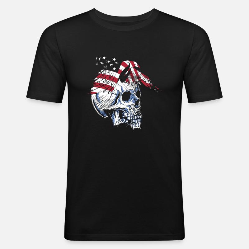 skull eagle - Männer Slim Fit T-Shirt - Schwarz