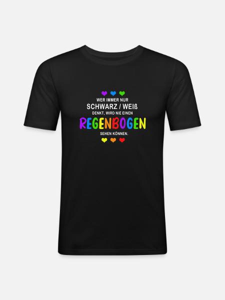 Regenbogen - Pride - Männer Slim Fit T-Shirt - Schwarz