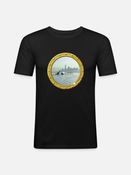 New York-Upper Bay - Men's Slim Fit T-Shirt - black