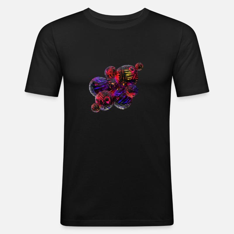 Bunte Abstrakte Kugeln - Männer Slim Fit T-Shirt - Schwarz