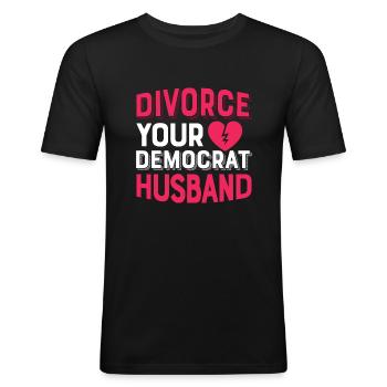 Divorcez de votre mari démocrate divorcé ex-femme Wo - T-shirt près du corps Homme - noir - Devant - Nik (191cm)