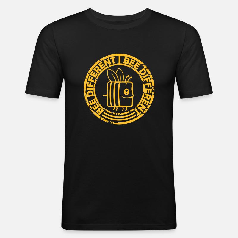 bee different Spruch Zitat - Männer Slim Fit T-Shirt - Schwarz