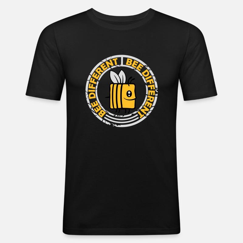 bee different Spruch Zitat - Männer Slim Fit T-Shirt - Schwarz