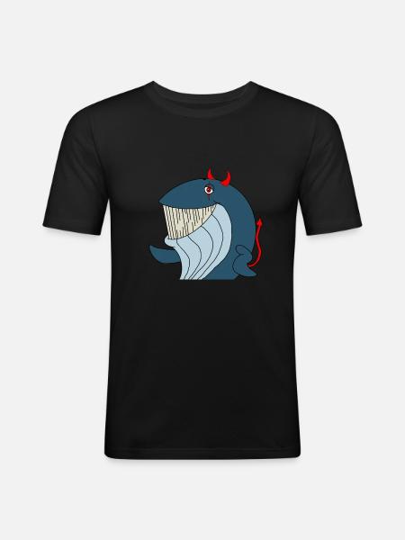 Devil Whale - Männer Slim Fit T-Shirt - Schwarz