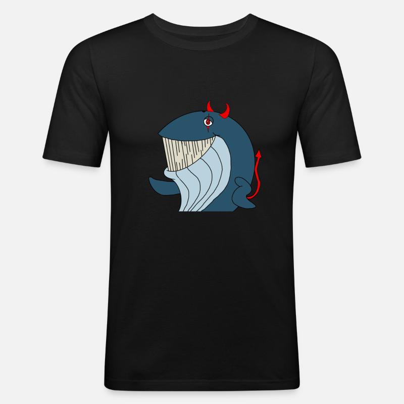 Devil Whale - Männer Slim Fit T-Shirt - Schwarz