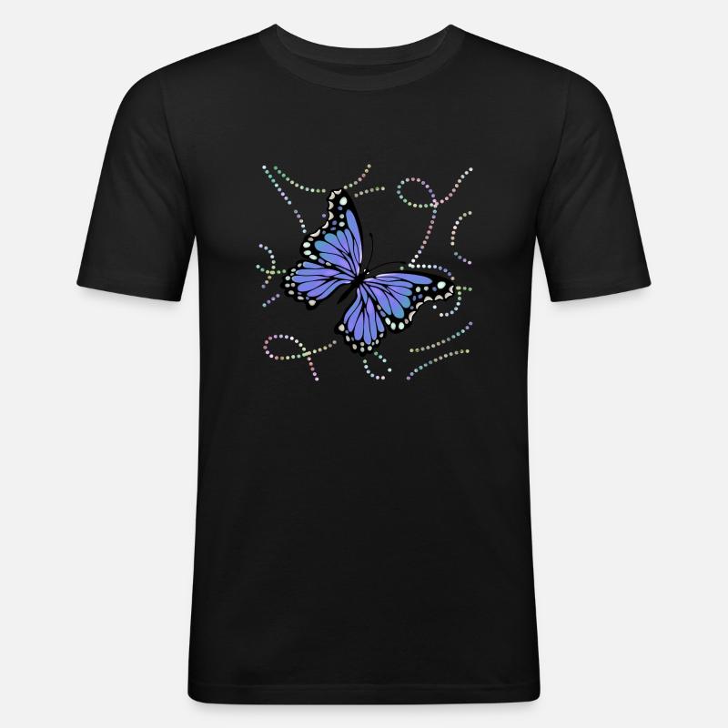 Schmetterling - Männer Slim Fit T-Shirt - Schwarz
