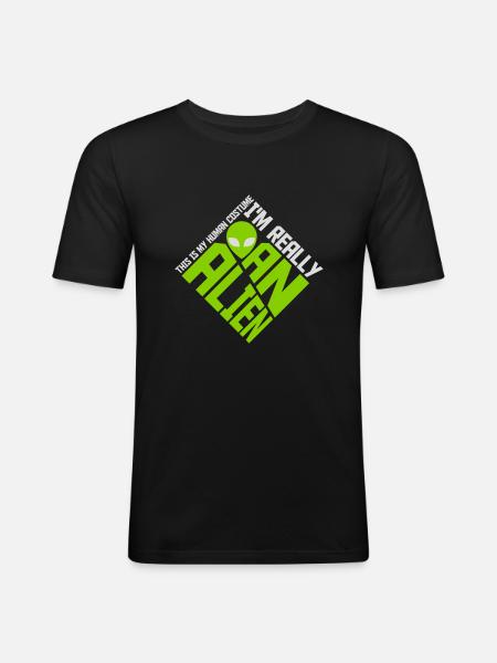 human costume alien quote - Men's Slim Fit T-Shirt - black