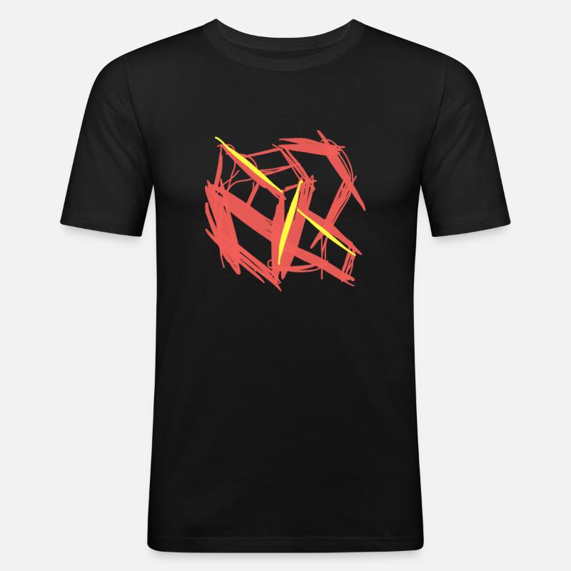 Cube galvanisé abstrait - T-shirt près du corps Homme - noir