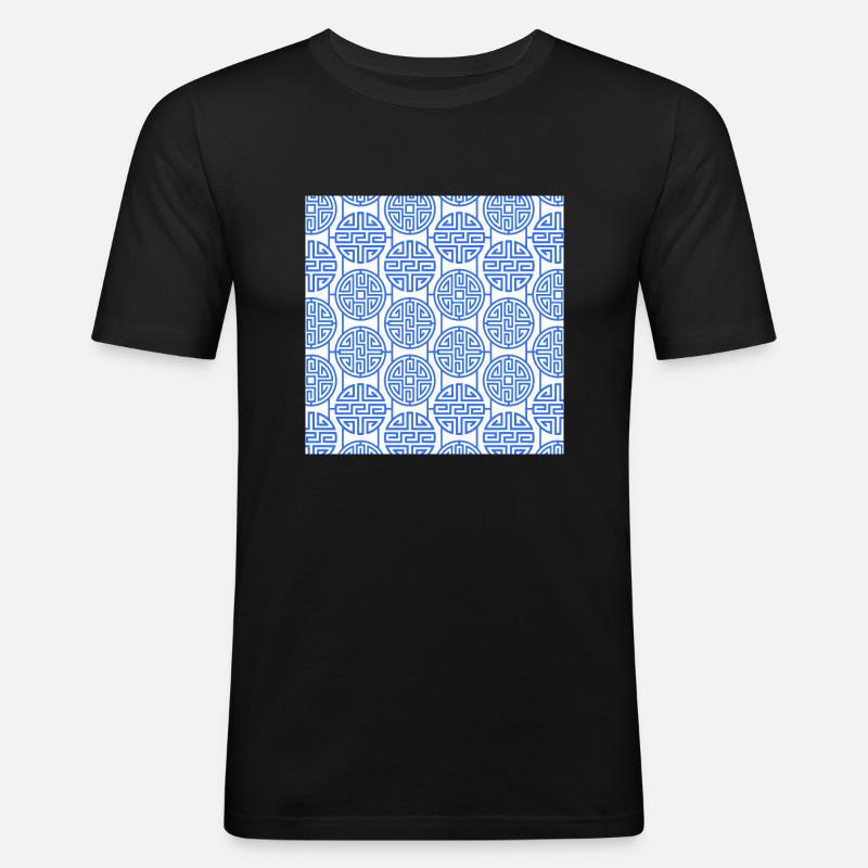 Chinesisches Muster - Männer Slim Fit T-Shirt - Schwarz