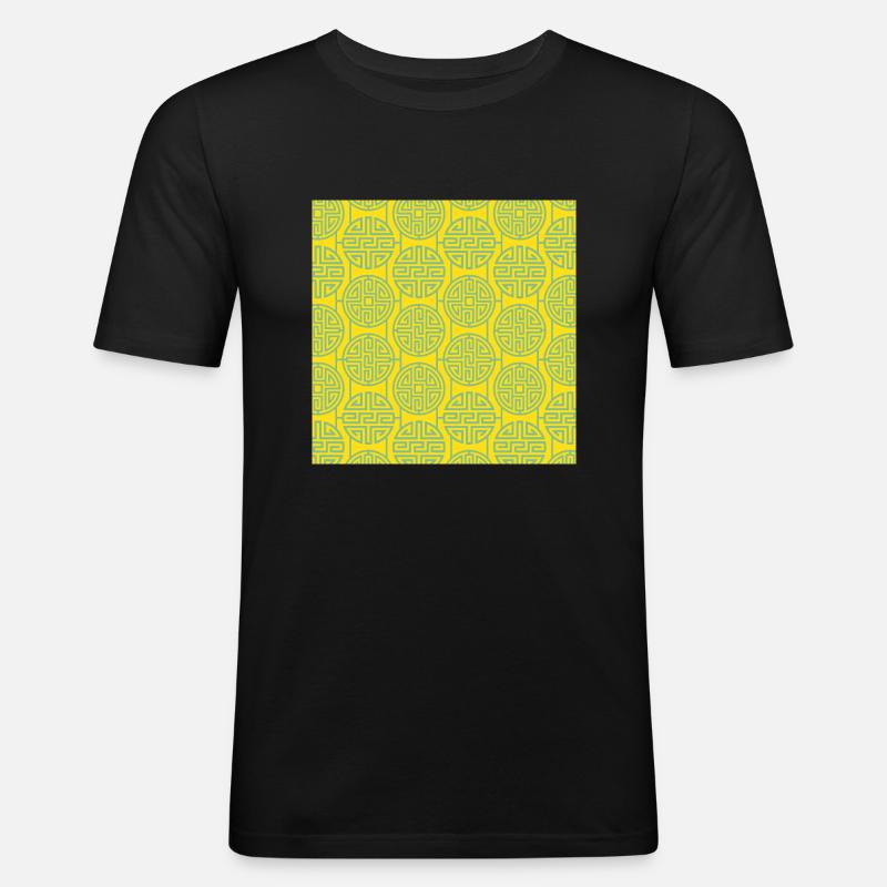 Chinesisches Muster - Männer Slim Fit T-Shirt - Schwarz
